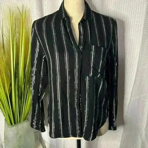 Cloth & Stone Women’s PS Anthropologie Black & Silver Long Sleeve Tunic Top
